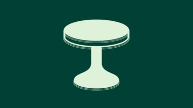 Yeşil arkaplanda beyaz yuvarlak masa simgesi izole edildi. 4K Video hareketli grafik canlandırması.