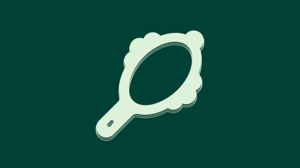Ícone Espelho Mão Mágica Branca Isolado Fundo Verde Animação Gráfica — Vídeo de Stock