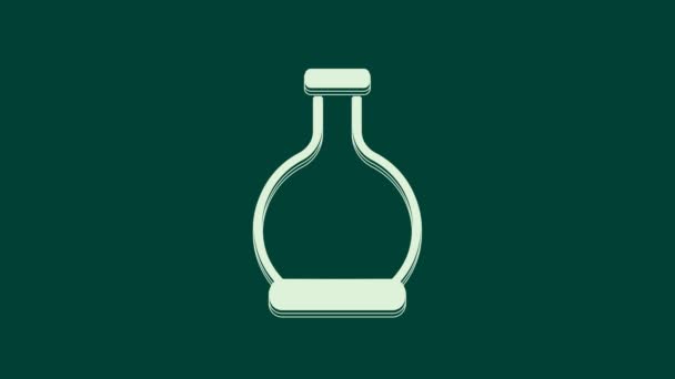 緑色の背景にアイコンが分離されたホワイトボトル 魔法の薬でフラスコ ハッピーハロウィンパーティー 4Kビデオモーショングラフィックアニメーション — ストック動画