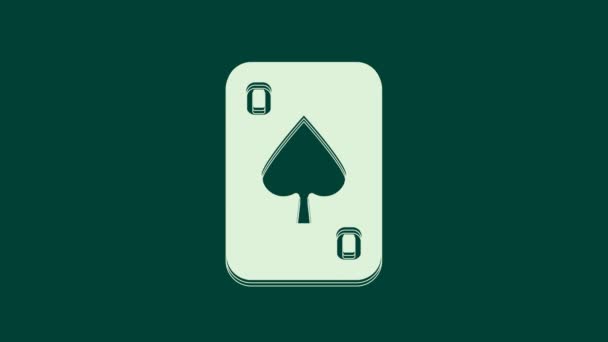 Weiße Spielkarten Icon Isoliert Auf Grünem Hintergrund Casino Glücksspiel Video — Stockvideo