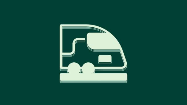 Icono Blanco Del Tren Alta Velocidad Aislado Sobre Fondo Verde — Vídeos de Stock