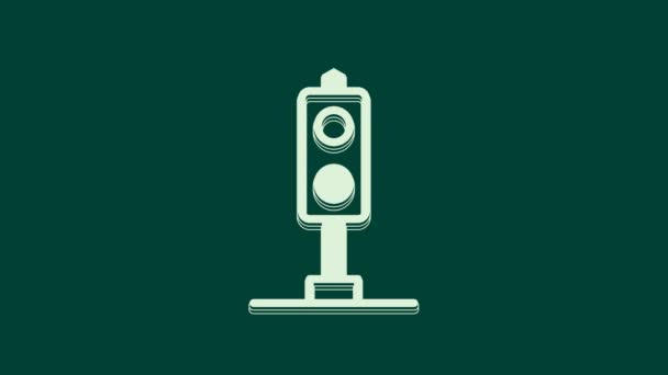 Biała Ikona Światła Pociągu Zielonym Tle Światła Drogowe Dla Kolei — Wideo stockowe