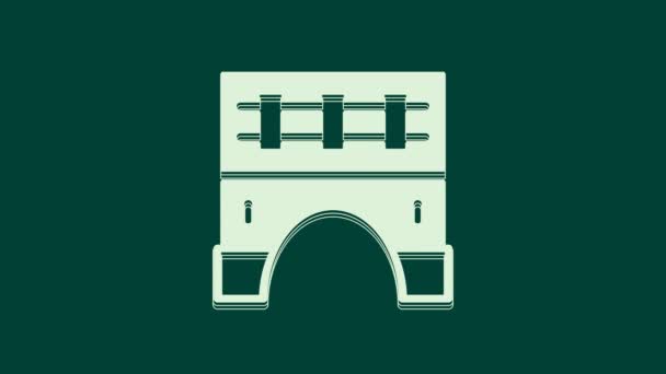Puente Blanco Para Icono Del Tren Aislado Sobre Fondo Verde — Vídeos de Stock