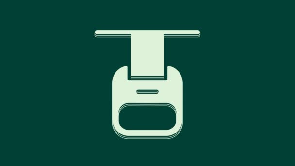 Weiße Seilbahn Symbol Isoliert Auf Grünem Hintergrund Standseilbahnschild Video Motion — Stockvideo