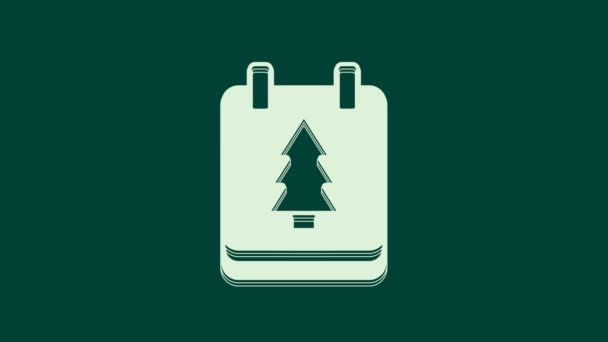 Bílý Vánoční Kalendář Ikona Izolované Zeleném Pozadí Symbol Připomenutí Události — Stock video