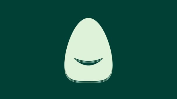Weißes Hockersymbol Isoliert Auf Grünem Hintergrund Weicher Stuhl Tasche Für — Stockvideo