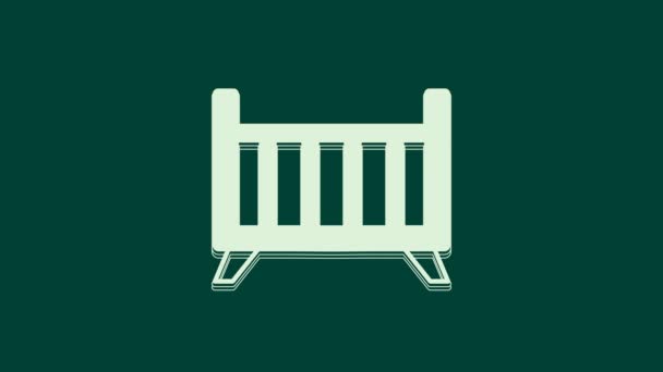 White Baby Wiege Bett Symbol Isoliert Auf Grünem Hintergrund Video — Stockvideo