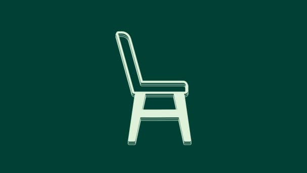 White Chair Icon Isolated Green Background Video Motion Graphic Animation — Stock Video