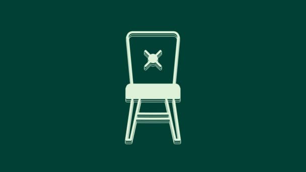 Значок White Chair Выделен Зеленом Фоне Видеографическая Анимация — стоковое видео