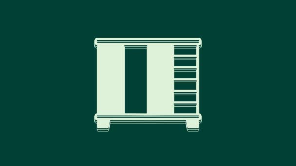 Biała Ikona Szafy Izolowana Zielonym Tle Znak Szafki Animacja Graficzna — Wideo stockowe
