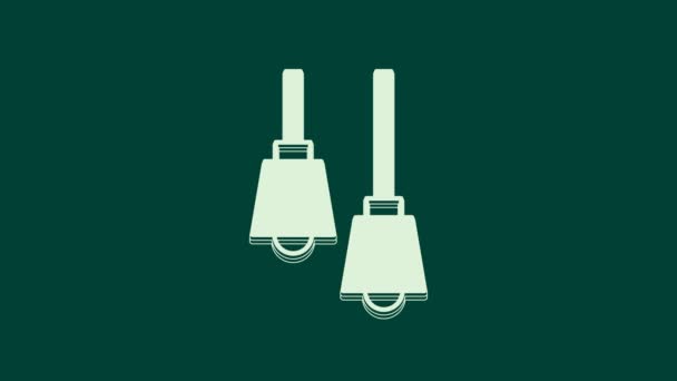 White Lamp Agățat Pictograma Izolat Fundal Verde Becul Lampii Tavan — Videoclip de stoc
