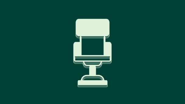 Icono Silla Oficina Blanca Aislado Sobre Fondo Verde Animación Gráfica — Vídeo de stock
