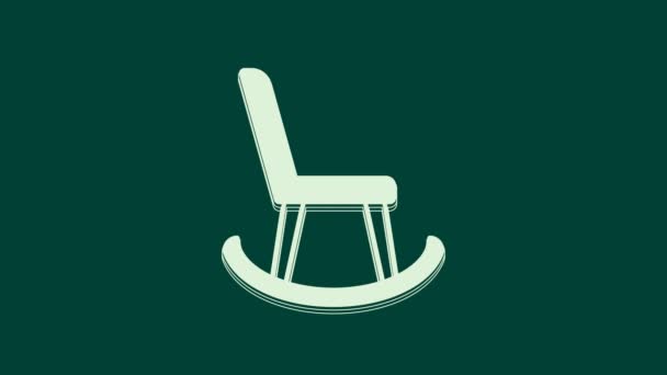 Белый Кресло Значок Изолирован Зеленом Фоне Видеографическая Анимация — стоковое видео