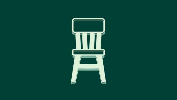Значок White Chair Выделен Зеленом Фоне Видеографическая Анимация — стоковое видео