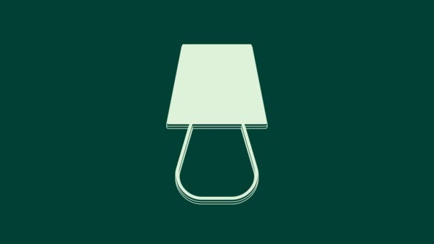 Icono Lámpara Mesa Blanca Aislada Sobre Fondo Verde Animación Gráfica — Vídeo de stock