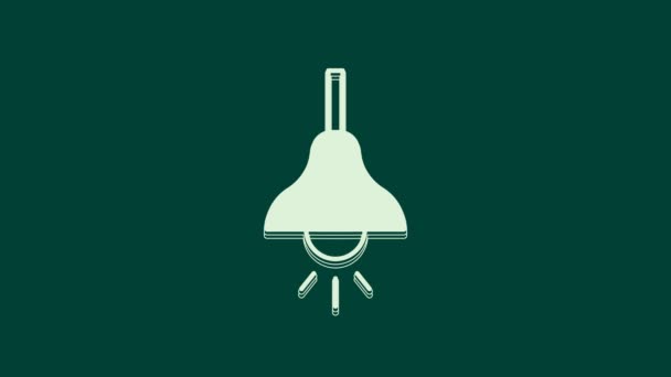 Weiße Lampe Hängt Symbol Isoliert Auf Grünem Hintergrund Deckenlampe Glühbirne — Stockvideo