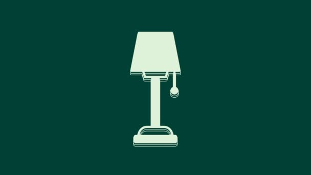 Icono Lámpara Pie Blanco Aislado Sobre Fondo Verde Animación Gráfica — Vídeo de stock