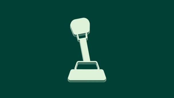 Ikona White Gear Shifter Odizolowana Zielonym Tle Ręczna Ikona Transmisji — Wideo stockowe