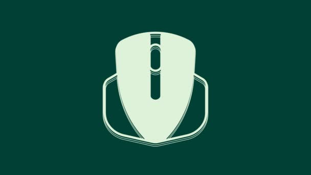 Λευκό Εικονίδιο Παιχνιδιού Ποντικιού Υπολογιστή Απομονωμένο Πράσινο Φόντο Οπτικό Σύμβολο — Αρχείο Βίντεο