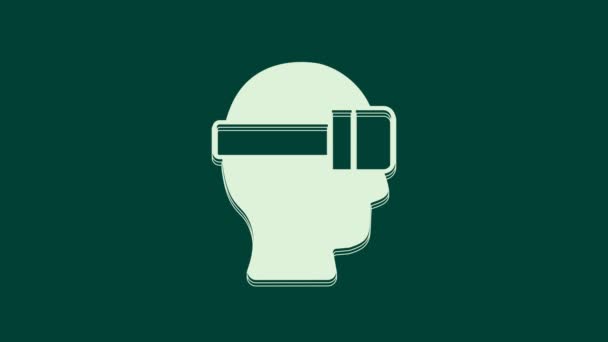 緑の背景に隔離された白い仮想現実のガラスのアイコン 立体3D Vrマスク 光学ヘッドマウントディスプレイ 4Kビデオモーショングラフィックアニメーション — ストック動画