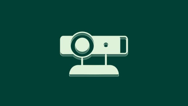 Піктограма Білої Веб Камери Ізольовано Зеленому Фоні Чат Камера Піктограма — стокове відео