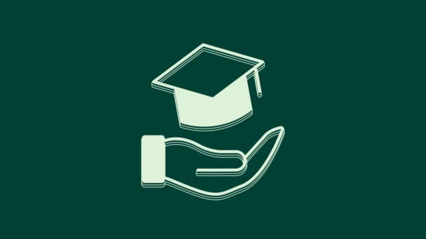 Ícone Concessão Educação Branco Isolado Fundo Verde Taxa Matrícula Educação — Vídeo de Stock