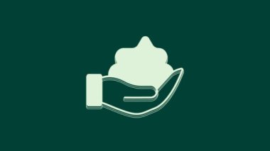 Yeşil arka planda beyaz tıraş jeli ikonu izole edildi. Tıraş köpüğü. 4K Video hareketli grafik canlandırması.