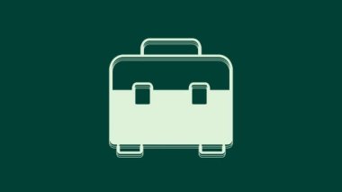 Yeşil arkaplanda beyaz araç kutusu simgesi izole edildi. Alet kutusu tabelası. 4K Video hareketli grafik canlandırması.