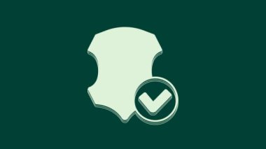 Yeşil arkaplanda beyaz deri ikon izole edilmiş. 4K Video hareketli grafik canlandırması.