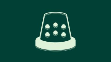 Yeşil arkaplanda izole edilmiş ikon dikmek için Beyaz Yüksük. 4K Video hareketli grafik canlandırması.