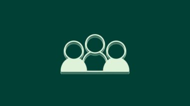 Beyaz Buluşma simgesi yeşil arkaplanda izole edildi. İş ekibi toplantısı, tartışma konsepti, analiz, içerik stratejisi. Sunum konferansı. 4K Video hareketli grafik canlandırması.