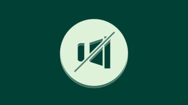 Beyaz Dilsiz mikrofon simgesi yeşil arkaplanda izole edildi. Mikrofon sesi kapatıldı. 4K Video hareketli grafik canlandırması.