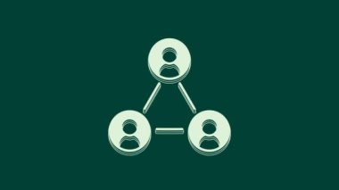 Beyaz Buluşma simgesi yeşil arkaplanda izole edildi. İş ekibi toplantısı, tartışma konsepti, analiz, içerik stratejisi. Sunum konferansı. 4K Video hareketli grafik canlandırması.