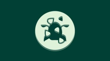 Beyaz Kung Pao tavuk simgesi yeşil arkaplanda izole edildi. Çin mutfağı ikonu. Asya yemekleri. 4K Video hareketli grafik canlandırması.