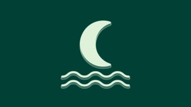 Beyaz Gece sisi ya da duman ikonu yeşil arka planda izole edildi. 4K Video hareketli grafik canlandırması.