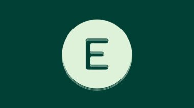 Beyaz Pusula batı simgesi yeşil arkaplanda izole edildi. Rüzgâr yön bulma sembolü. Rüzgar gül işareti. 4K Video hareketli grafik canlandırması.