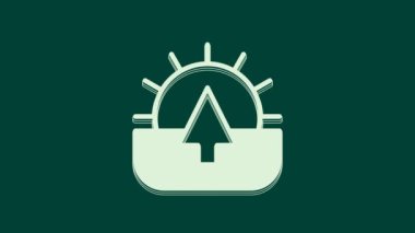 Beyaz Gündoğumu simgesi yeşil arkaplanda izole edildi. 4K Video hareketli grafik canlandırması.