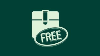 Yeşil arka planda izole edilmiş ücretsiz sembol simgesi olan beyaz karton kutu. Kutu, paket, paket işareti. Teslimat, ulaşım ve nakliye. 4K Video hareketli grafik canlandırması.