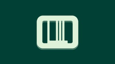 Beyaz Barkod simgesi yeşil arkaplanda izole edildi. 4K Video hareketli grafik canlandırması.