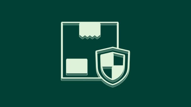 Bílá Dodávka Zabezpečení Ikonou Štítu Izolované Zeleném Pozadí Poštovní Pojištění — Stock video