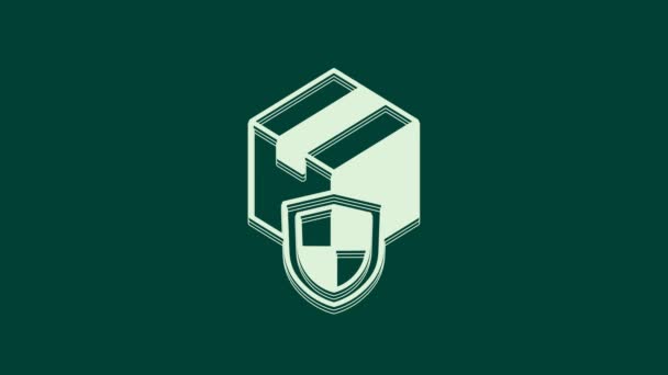 Seguridad Entrega Blanca Con Icono Escudo Aislado Sobre Fondo Verde — Vídeos de Stock
