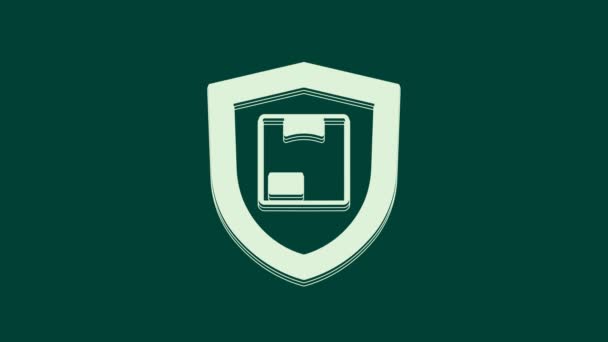 Weiße Lieferung Sicherheit Mit Schild Symbol Isoliert Auf Grünem Hintergrund — Stockvideo