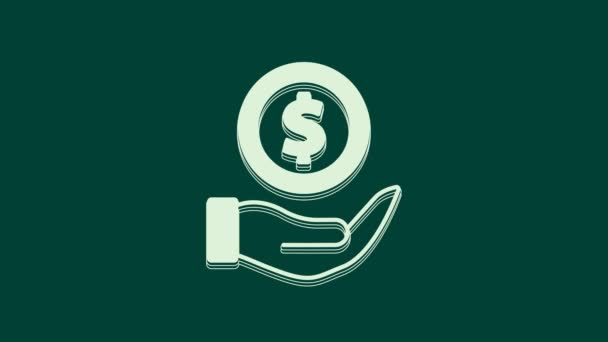 Dinero Blanco Con Icono Escudo Aislado Sobre Fondo Verde Concepto — Vídeos de Stock