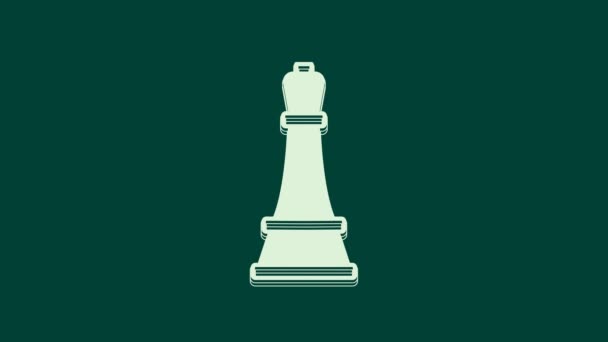 白色国际象棋图标孤立在绿色背景 业务战略 4K视频运动图形动画 — 图库视频影像