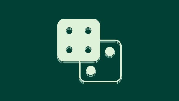 White Game Dobbelstenen Pictogram Geïsoleerd Groene Achtergrond Casino Gokken Video — Stockvideo