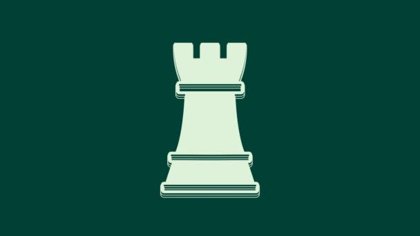 Символ White Chess Выделен Зеленом Фоне Бизнес Стратегия Игра Управление — стоковое видео