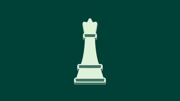 White Chess Icon Isolated Green Background Business Strategy Game Management — Stock Video