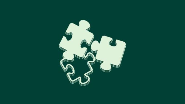 Bílé Kousky Puzzle Ikona Hračky Izolované Zeleném Pozadí Grafická Animace — Stock video