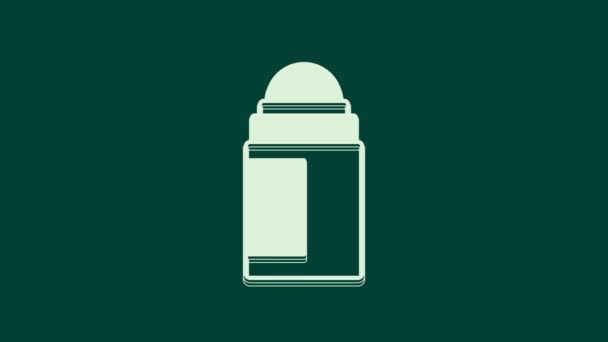 Bílé Antiperspirant Deodorant Role Ikona Izolované Zeleném Pozadí Kosmetika Pro — Stock video