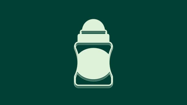 Weißes Antitranspirant Deo Roll Symbol Isoliert Auf Grünem Hintergrund Kosmetik — Stockvideo